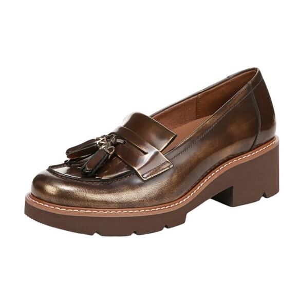 Naturalizer Womens Desmond Tassel Loafer US 7.5 Wide EU 38 Bronze Leather NIB - Picture 1 of 12